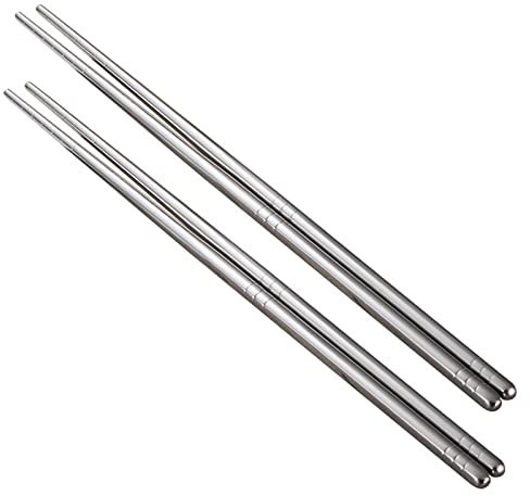 TAMSNDL Bacchette Cinesi 2 Paia di Bacchette di Metallo for Uso Domestico, Bacchette in Acciaio Inossidabile ad Alta Temperatura, Set di Accessori da Cucina