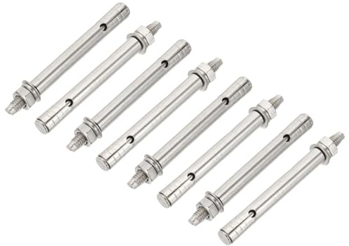 PATIKIL 8 Stück 304 Edelstahl Schwerlastanker M6 x 80mm, Befestigung Schwerlastdübel mit Schrauben/Muttern/Bolzenhülsen/Scheiben für Gipskarton Beton Ziegel Trockenbau Geländer Handlauf