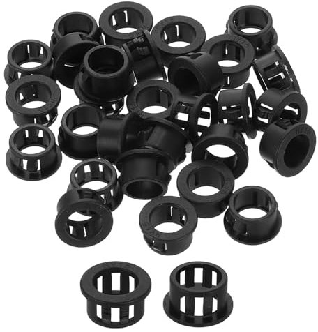 sourcing map Lot de 45 œillets ronds à clipser pour câble de verrouillage, tuyau, cordon métallique - 15 mm - Noir