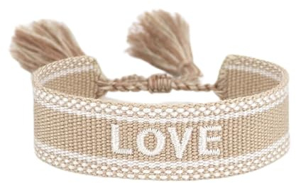 Timcryxient Bracelets réglables en corde avec pompons tissés pour une déclaration de mode chic et manuelle en polyester tissé à la main Kaki Love