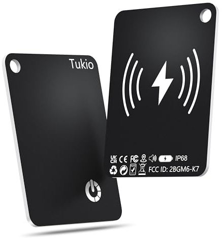 Air Tags (Schwarz) 2 Pack, Smart Tracker Karte kompatibel mit Apple Wo ist? APP (NUR iOS), Bluetooth Tracker mit drahtlosem Aufladen, IP68 Wasserdicht, Schlüsselfinder mit Schlüsselring/Nylon Lanyard.