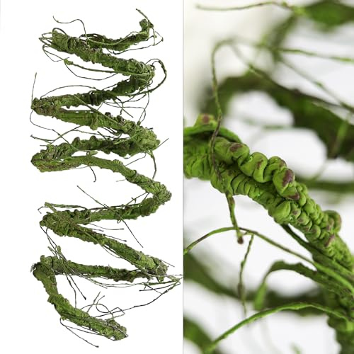 Guirlande Verte 3m, Branches artificielles Flexibles, Tronc factice, rotin, Fleurs de Cerisier, Vigne pour décoration Murale, Porte, Habitat Reptiles.Faux Lierre Decoration
