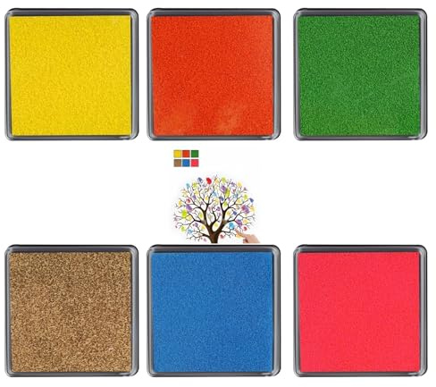 EceoThsy Stempelkissen-Set für Fingerabdrücke, 6 Farben, für Bastelarbeiten und kreatives Gestalten, säurefrei und ungiftig, perfekt für Hochzeiten und Feiern, Stempelwerkzeuge für Kunstfarben