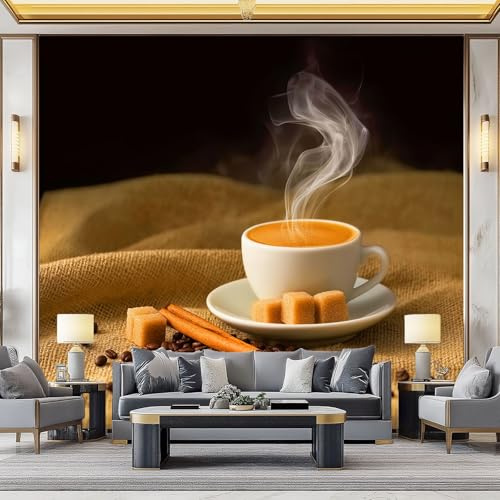 WHUOEUCO Fototapete Wandbild Kaffee Zuckerwürfel 200x140 cm 3D Vlies Foto Tapete Moderne Wandtapete, für Schlafzimmer, Kinderzimmer, Küche, Esszimmer Deko Motivtapete
