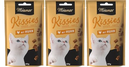 Miamor Kissies Huhn – 3 x 50g | Weiche Katzenleckerlis mit 90% Fleischanteil | Getreidefrei & ohne Zuckerzusatz | Katzensnack für Zwischendurch