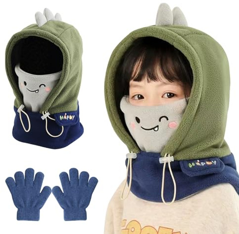 BSITSSS Passamontagna Bambino + Guanti, Passamontagna Invernale Termico per Bambini Morbido e Confortevole