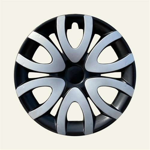 Yurefax 4er Set 15 Zoll Radkappen Felgendeckel Schwarz Hochglanz mit grauem Einsatz Radnabenabdeckung für Leichtmetallfelgen