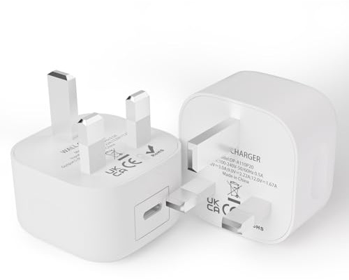 USB C Charger Plug UK for iPhone Charger, 2Pack 20W USB C PD Wall Charging Block Fast Charging Power Adapter for Apple iPhone 17 Air 16 Pro 16 Pro Max 16 Plus 15 14 13 12 11 Series, iPad Pro/Air