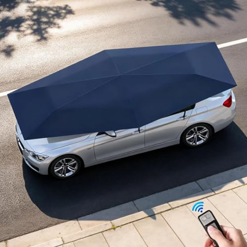 Pfps Tienda-Sombrilla para Coche, Tejido Oxford 210d, Cochera Portátil para Todo Tipo De Clima, Protección contra El Granizo, La Nieve, El Sol Y Los Excrementos De Pájaros para SUV Navyblue-4.8M