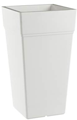 Teraplast Stalk Altura 65 cm – Maceta Alta de Exterior e Interior de plástico Mate, Color Blanco, 100% reciclable con Reserva de Agua. Macetero Alto con Base Circular.