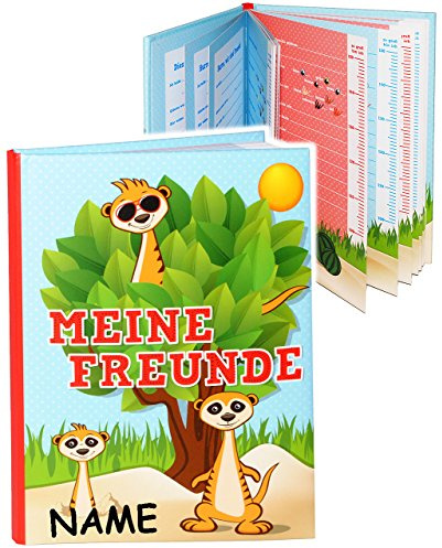 Meine Freunde Buch - lustige Erdmännchen - incl. Name - Schule & Kindergarten/Vorschule Kita - dick gebunden - für Schulfreunde Poesie A5 Softcover - Er..