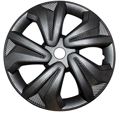 4X Radkappen Carbon Grey Auto Radzierblenden Silber Grau 16“ Zoll