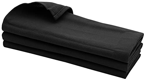Gariella - 3 Geschirrtücher aus 100% Baumwolle, 70 x 50 cm, Handtuch, Küchentuch, Spültuch, Putztuch, Farbe: Schwarz