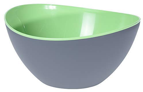 Koop Homewares Large 3.4L Plastic Mixing Bowl, Duotone Grey & Green | 25x12.5cm Dishwasher & Freezer-Safe Serving, Salad & Popcorn Bowl | House & Kitchen Essentials for New Home, Baking Accessories