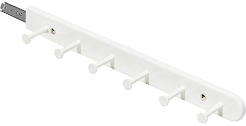 Kelendle Extendable Sliding Wardrobe Hook Rail with Hardware Pull Out Closet Rod Clothing Hanging Hooks Organizer for Home, Office, Hotel (6 Hooks)
