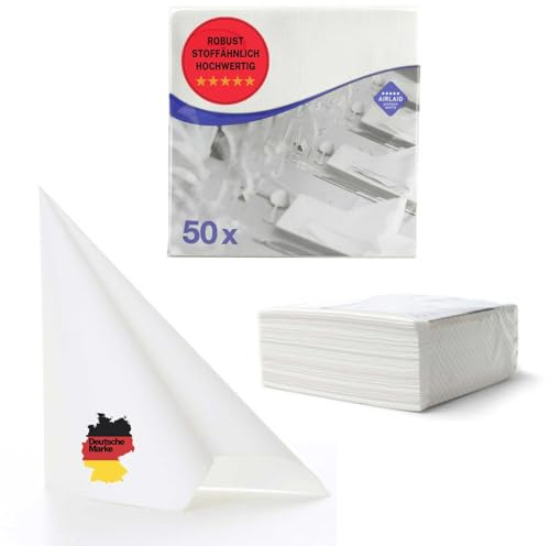 400 Tovaglioli Aroba in Airlaid simil-tessuto 19 COLORI 40x40 cm piegatura 1/4 di alta qualtià per matrimoni aspetto tessuto, per feste di compleanno, catering, hotel, Natale Bianco