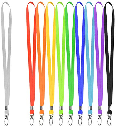 10 Pièces Nylon Strap Lanières Tour de Cou avec Crochet Pivotant, Courroie Cordons de Cou Lanyard, Bureau Sangle Cou Cordon, Badge Cordon Lanyard pour Carte d'identité Porte-Badge Porte-clés (Coloré)