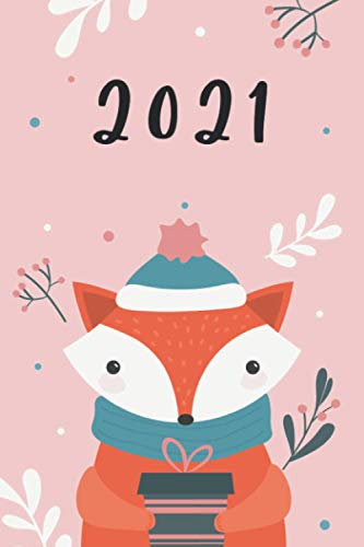 Kalender für Kinder 2021 - FUCHS in rosa: Buchkalender, Taschenkalender, Tageskalender, Terminkalender, Kinderkalender, Skandinavisches Motiv, Fuchs Motiv