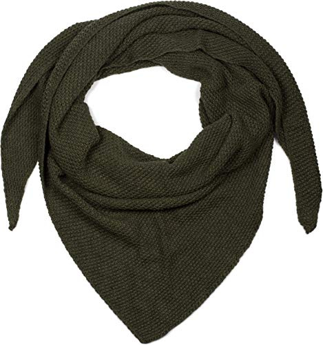 styleBREAKER Sciarpa triangolare da donna in maglia morbida con motivo a chicchi di riso, tinta unita, in misto lana, made in Italy, 190x72 cm, colore:Oliva