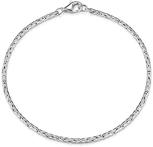 Damen Armband Silber 925 Königskette 2,5mm rhodiniert SA-31 | Silberarmband aus 925 Sterling Silber rhodiniert und diamantiert in 17-23cm Made in Germany von MATERIA by Matthias Wagner