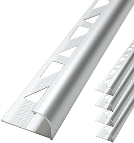 Dalsys 5x Fliesenschiene 2,5m x 10mm Chrom glänzend Alu | Viertelkreisprofil, Rundprofil, Halbrundprofil, eloxiert, für Fliesen und Bodenbeläge, Kantenschutz