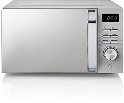 Swan SM22038LGRN Symphony 20L Microwave with Glass Turntable, 5 Power levels & Defrost Setting, 700W, Grey