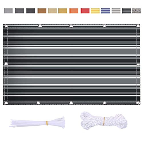 ZQFXZQF Balkon Sichtschutz Anthrazit PB2 PES blickdichte Balkonumspannung 90x1000cm Schwarz-Weiß-Muster UV-Schutz und Windschutz Leicht Transparent mit Kabelbinder und Aluminiumösen