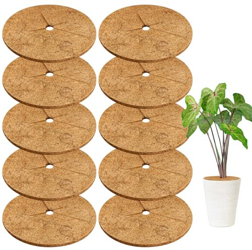 Legigo 10pcs Coconut Fibers Tree Mulch Ring Mat- 14 Inch Natural Coco Coir Tree Protection Weed Mats for Cypress, Landscaping, Tree Disc Plant Cover, Soil Cover for Indoor Outdoor Plants
