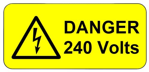 Danger 240V Warning Labels | 50 x 25mm| Permanent Adhesive | self-Adhesive Stickers (50 Labels)