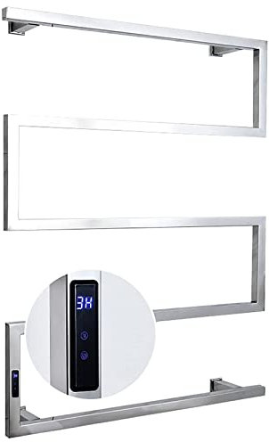 WPHH Scaldasalviette Elettrico Intelligente con Timer, Portasciugamani Elettrico da Bagno A 5 Barre, Scalda Asciugamani A Parete da 90 W, Moderno Acciaio Inossidabile 304 Lucidato,Hardwired