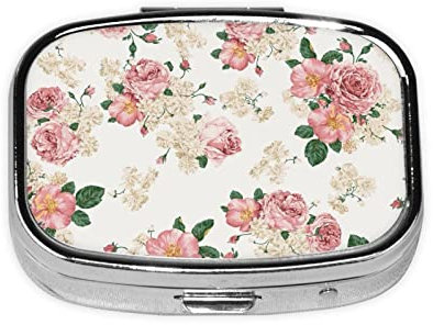 Boîte à pilules carrée en forme de rose avec feuilles - Pour huile de foie de morue, huile de foie de morue, vitamines