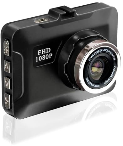 Dash Cam 1080P Full HD, Telecamera per Cruscotto DVR per Auto con Display LCD da 3,0 Pollici, Videoregistratore per Fotocamera Frontale Grandangolare in Auto, Registrazione in