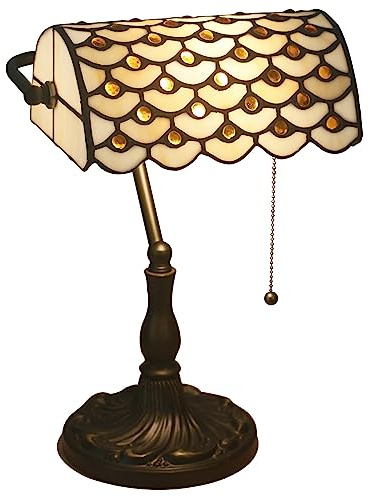 Uziqueif Bankerlampe Vintage, Tiffany Banker Lamp, Tischleuchte, Bürotischlampe, Lampenschirm Aus Glas, Nachttischlampe Für Schlafzimme