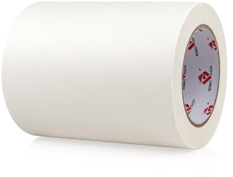 BOMEI PACK Wide Painters Tape 6 Inch, Crepe Paper General Purpose Wide White Masking Tape, 55 yds Length, Multi-Surface Adhesive Painting Tape, for Painting, DIY, Arts, Crafts, Labeling