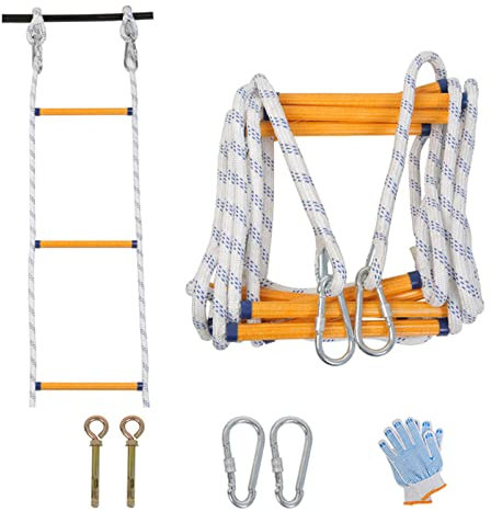 AiQima Rope Ladder,Fire Escape Ladder for Homes 3Rd Floor, Foldable Compact Rope Ladder - Suitable for Balcony Windows - Emergency Escape Tool/39Ft/12M