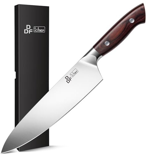 DDF iohEF Coltello da Cucina da 20 cm Coltelli da Cucina Professionali Coltello da Chef Coltello Cucina Acciaio Inox Lama Super Affilata con Impugnatura Ergonomica