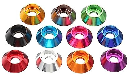 handfest anziehende Mutter, Rändelmutter, 10 Stück bunte Unterlegscheiben aus Aluminiumlegierung for Kappenkopfschraubendichtung M2 M2,5 M3 M4 M5 M6 M8 M10, Gold, M10 ( Color : Wine Red , Size : M3 )