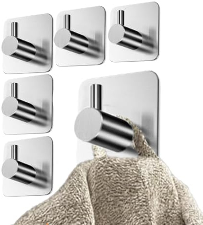 Genérico Pack de 6 Colgadores adhesivos Resistentes para Baño - Colgador Toalla Baño Adhesivo Extra Fuerte - Percheros y Ganchos Adhesivos para Toallas