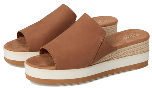 TOMS Women's Diana Mule Wedge Sandal, Brown Sugar Leather, 7