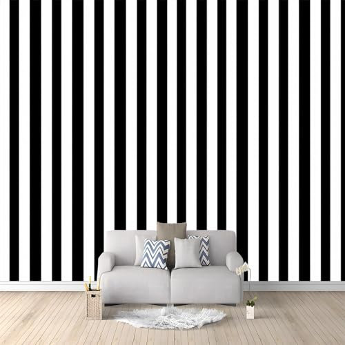 Vliestapete Einfache Vertikale Retro-Streifen Muster Mode Tapete. Schwarz-Weiss TV Hintergrund Tapeten Für Das Wohnzimmer, Tapete Für Das Kinderzimmer, Schlafzimmer Luxu fototapete 300 x 210 cm
