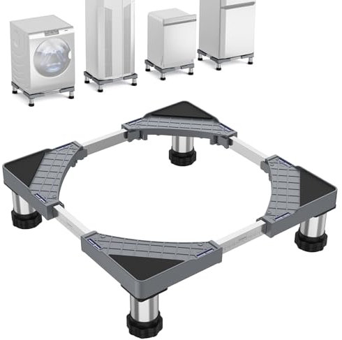 Untergestell für Waschmaschine Höhe 10-13cm, Verstellbares Waschmaschinen Sockel für Trockner, Kühlschrank und Statische Haushalts Geräte (Einstellbare 40-65cm, Grau)