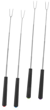CANIGHT 4er Satz Edelstahl Grillspieße Ausziehbar Grillspieß Für Fleisch Gemüse Spieße Zum Grillen Campingfeuer