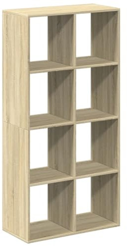 vidaXL Raumteiler Bücherregal, Standregal Raumtrenner für Wohnzimmer Schlafzimmer Büro, Büroregal Würfelregal Regal 8 Fächer, Sonoma-Eiche Holzwerkstoff