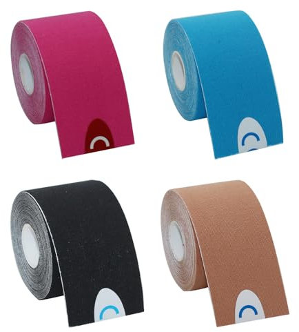 Neoreser 4 Rollen Sport Tape, Profi Physio Tape und Sporttape, Wasserfestes Hautfreundliche Kinesio Tape, für kinesiologie Tape, Ellenbogen und Schulter(5m x 5cm, 4 Farben)