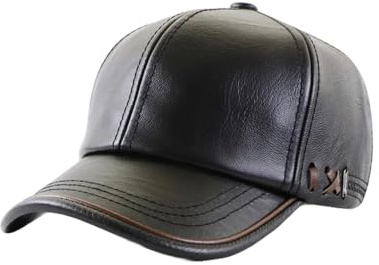 BaronHong Gorra de béisbol unisex de piel sintética para exteriores, gorra deportiva para papá, para hombre y mujer, color negro, vintage, de piel, con parche de camionero, Negro , M