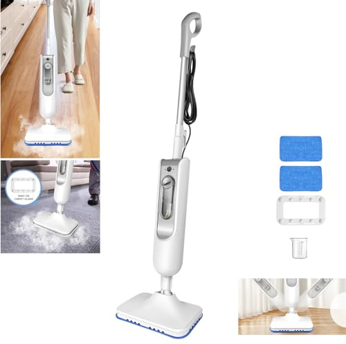 Banas 1500W Smart Electric Steam Mop, with 400ml Water Tank & 4.8m Cord - Integrated Design, Long Endurance, 20s Fast Heating, 2-Level Steam Volume Adjustable, Multi-Surface Floors & Carpets Cleaning
