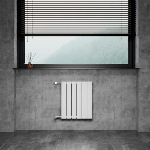 WITEN&NOCK Heizkörper Nabenabstand 500mm,Weiß 450x550mm Einlagig, 292W | Flach Paneelheizkörper mit Seitenanschluss, Horizontal, für Badezimmer und Wohnzimmer,Austauschheizkörper inkl. Montageset