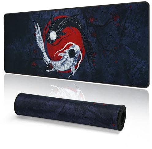 EFISH Tapis de Souris de Jeu Japonais XXL 800 x 300 mm Grand Tapis de Bureau Bords Cousus Imperméable Antidérapant pour PC, MacBook, Ordinateur Portable Améliore la précision et la Vitesse. (A4)