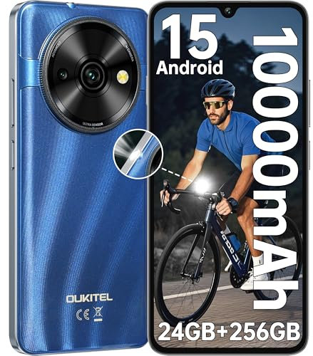 OUKITEL C59 Pro Android 15 Téléphone Portable - 10000mAh 120 LM 24Go + 256Go/1To, 6.88 Pouces HD+ 90Hz 13MP Smartphone Débloqué 171.2*77.8*13.4mm, poids 293g Dual SIM 4G Fingerprint/Face ID/GPS/NFC