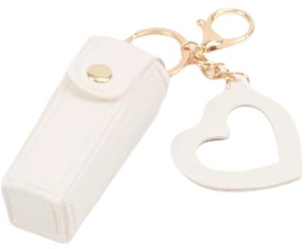 Mini sac à main portable pour rouge à lèvres, porte-monnaie, miroir en forme de cœur, porte-clés en cuir, décoration à suspendre, blanc